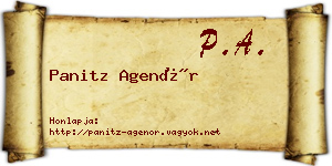Panitz Agenór névjegykártya